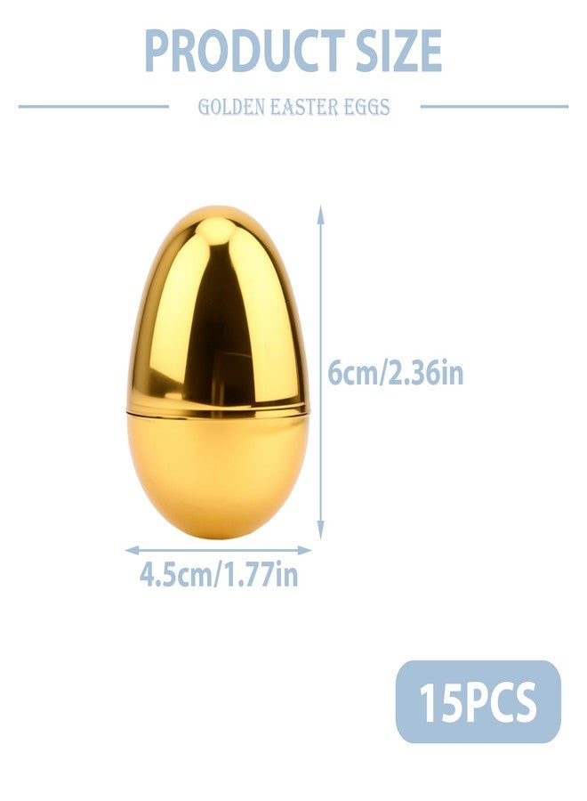 SISABAMA 15 Pcs Fillable Golden Eggs Easter Plastic Empty Large DIY Crafts Hunt Games Party Favor Stuff - Image 2